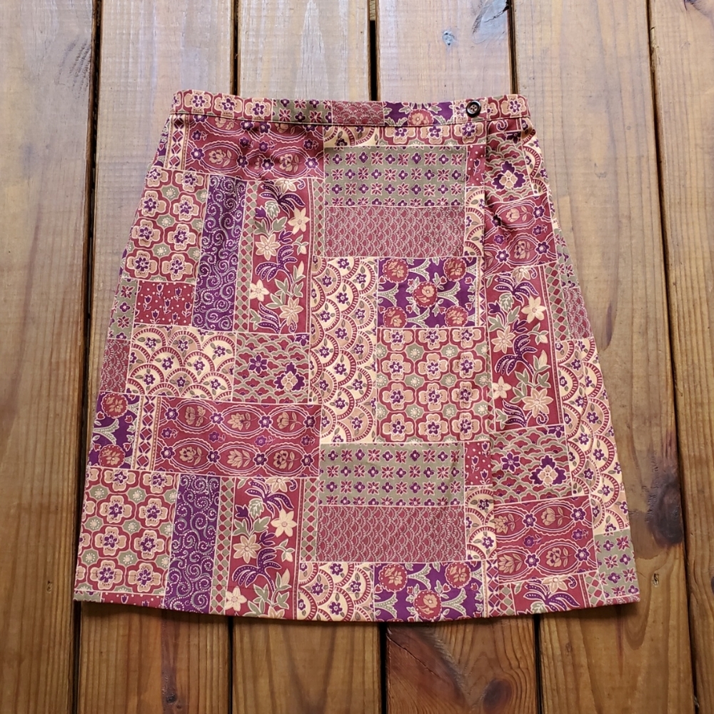 Coldwater Creek M boho earthy wrap mini skirt